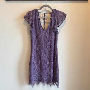 Francesca's Collections Lavender Lace Backless Dress